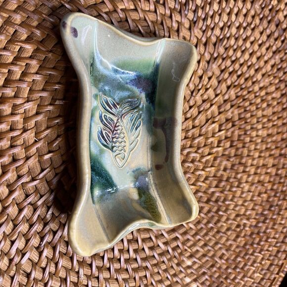 Handmade Studio Pottery Fish Trinket Dish, Tray, Signed - Picture 1 of 5